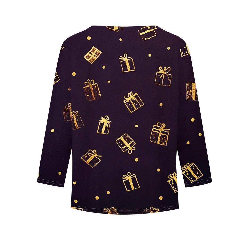 Christmas Day Girls Long Sleeve T Shirts Kids Fall Tops Crewneck Printed Basic Tees
