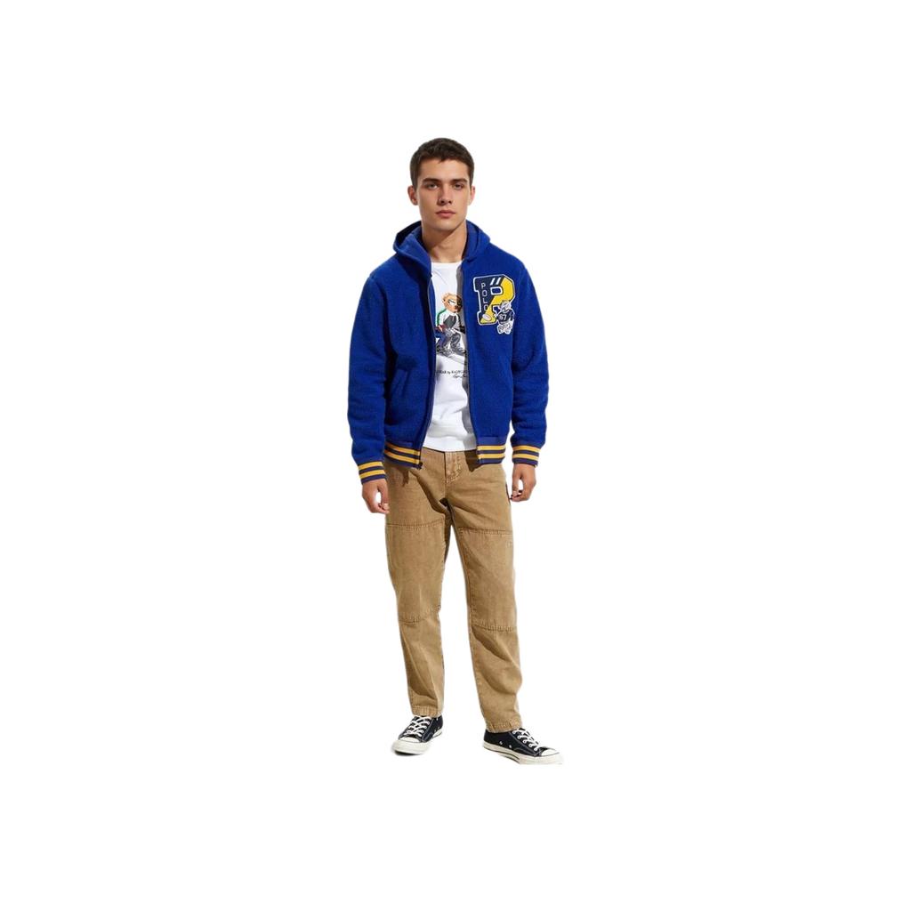 Polo Ralph Lauren Tiger Letter Embroidered Fleece Hooded Baseball Jacket Men Jacket Blue 710775932-001