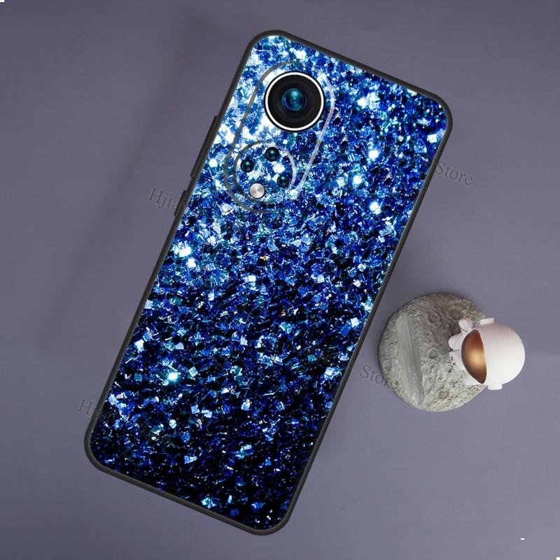 Aqua Blue Rainbow GLITTER SPARKLES For Huawei P20 P30 P40 Lite Pro Nova 5T Nova 9 P Smart 2019 Case For Honor 50 Lite Cover