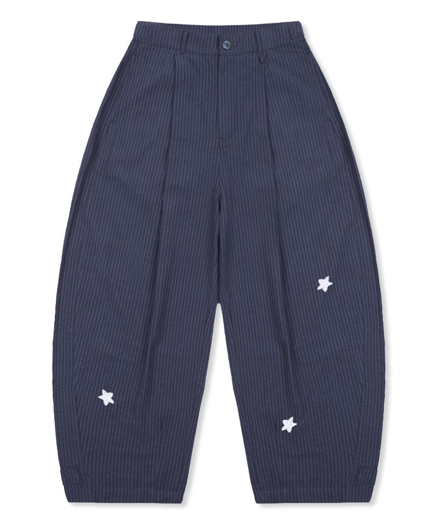 GLACK Gzp005 Cosmic Flower Seersucker Pants (Navy)