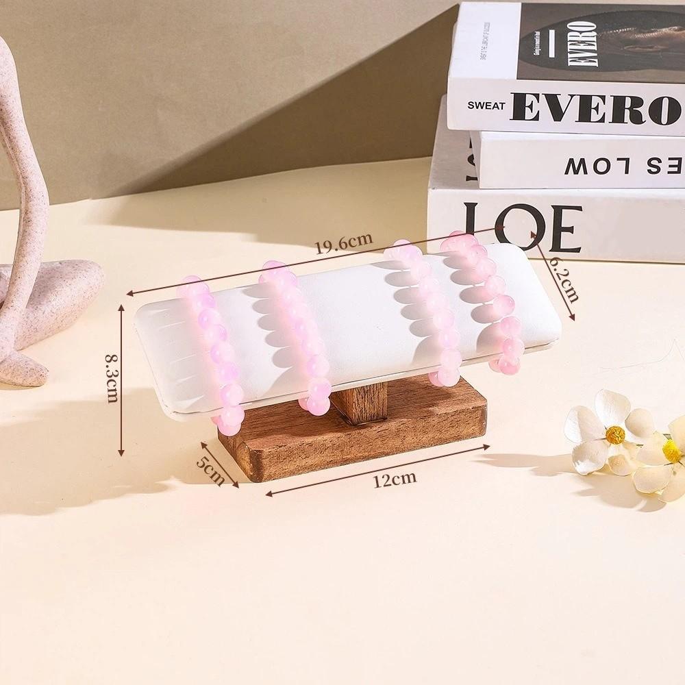 Solid Wood Bracelet Display Stand PU Leather Single Layer Watch Storage Rack Desktop Jewelry Display Stand Home