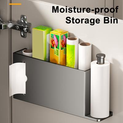 Kitchen Cabinet Door Storage Box No Drilling Metal Over Cabinet Door Small Items Organizer for Wardrobe Bathroom Refrigerator