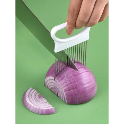 Mühelos Zwiebeln schneiden mit diesem 1-teiligen bunten Zwiebelschneider Küche Edelstahl Kartoffelchip Zwiebelhalter