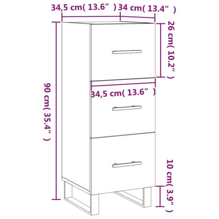 VidaXL Buffet Chêne fumé 34,5x34x90 cm Bois d'ingénierie 828633