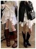 2026 New Irregular White Lace Trim Patchwork Cake Skirt: High Waist, Fluffy, Short Women's Skirt