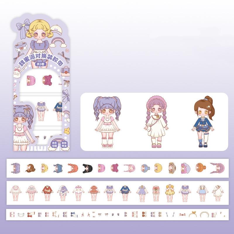 

New 1Box Cartoon Dress Up Stickers Beautiful Girl Outfit Sticker Fun DIY Princess Makeup Scene Outfit Change Tape