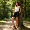 Women Drawstring Waist Casual Shorts with Pockets Relaxed Fit Lightweight Elastic Lounge Shorts for Daily Wear