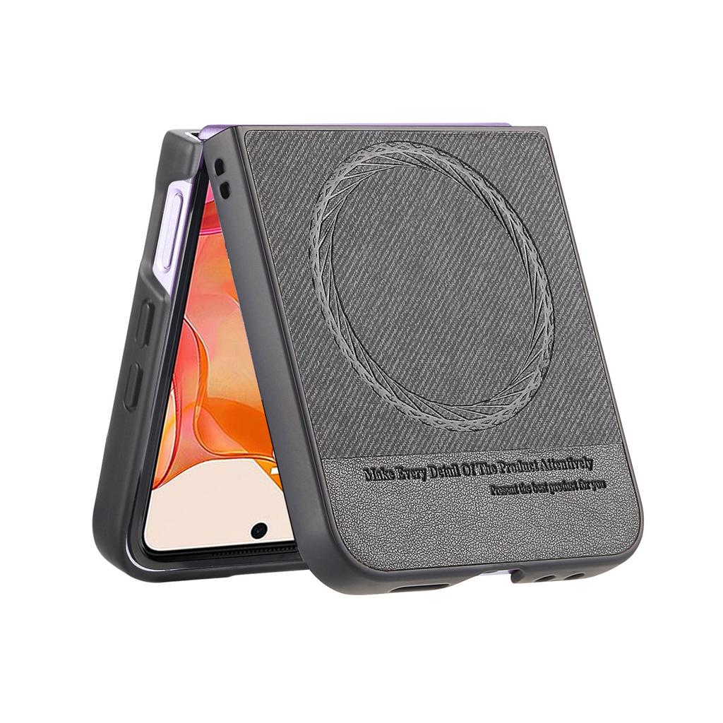 For Motorola Razr 60 Ultra 5G Case Compatible with MagSafe Denim Texture Leather+PC Shockproof Phone Cover