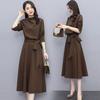 Elegant A-line Long Sleeve High Neck Dress with Bow Tie for Women - Spring/Autumn Collection