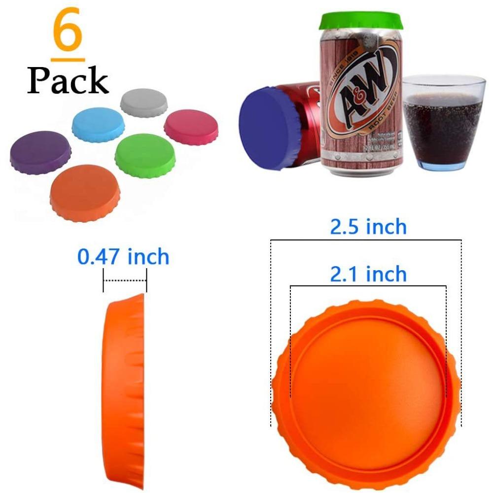 6pcs Silicone Can Lids, Soda Water Silicone Lids, Silicone Sealing Cover, Beverage Beer Can Lids, Drinkware Accessories, 2.5in*0.5in