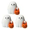 2/3Pcs Halloween Ghost Statue Holding Pumpkin Cartoon Ghost Resin Statue Figurine Sculpture Holiday Party Decoration Ornament