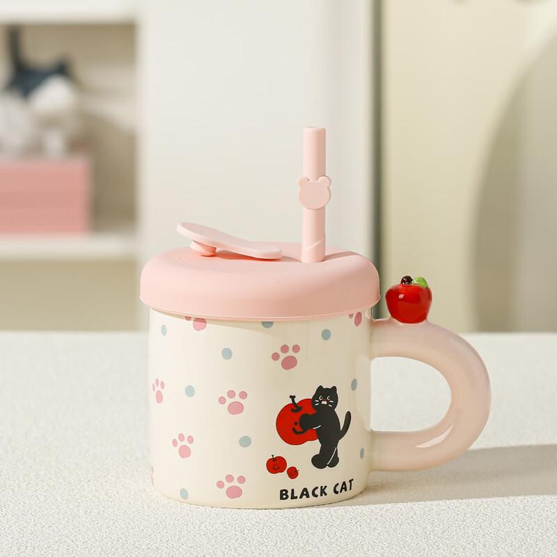 Cute Cat Paw Ceramic Straw Mug Gift Set
