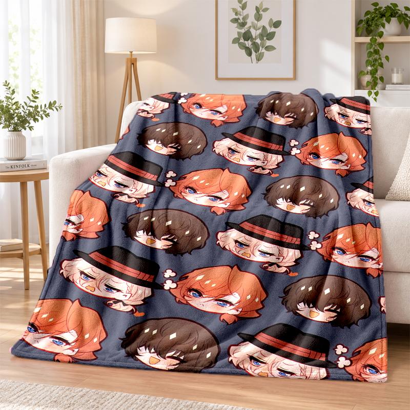 Chuya And Dazai Flannel Throw Blanket Soft Warm Cozy For Sofa Bed Indoor Home Bedroom Use