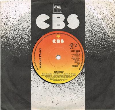 Płyta 7-calowa MANHATTANS - Tomorrow SCBS6386 CBS 1978 UK Soul/Funk Używana