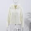Long-sleeved Fur Collar Hooded Sweater Autumn and Winter Inner and Outer Wear Dual-purpose Ladies Solid Color Zipper Blouse Slim Knit Ladies Cardigan