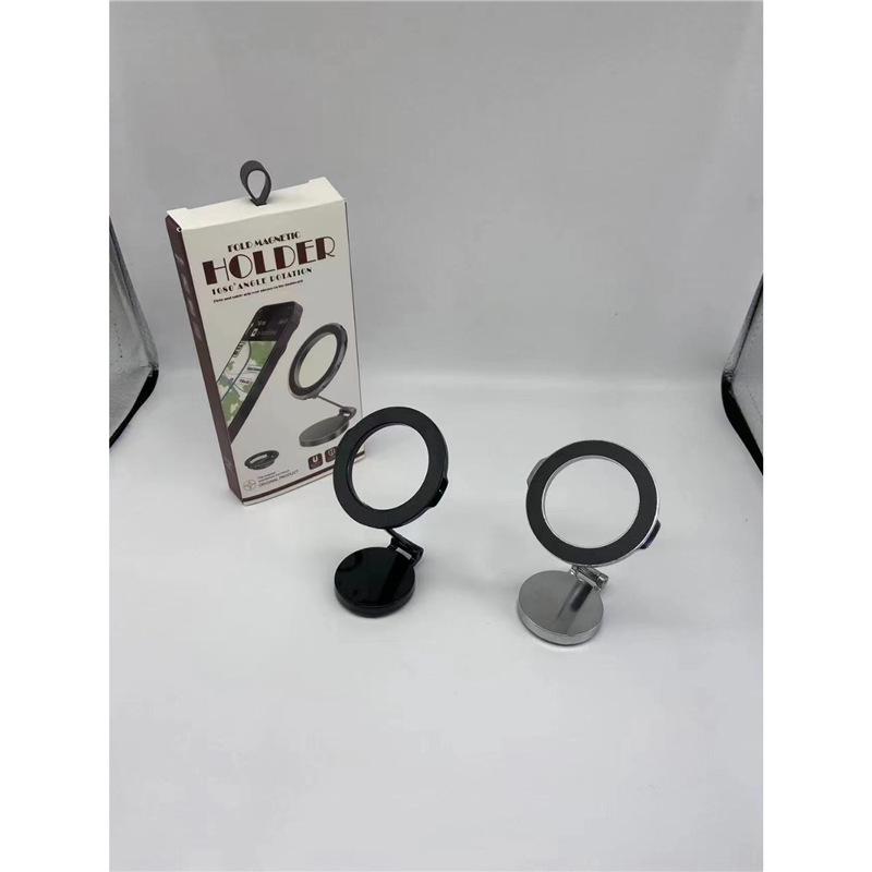 Magnetic Alloy Car Phone Holder - Foldable, Magsafe Compatible, 360° Rotating Dashboard Mount Standard