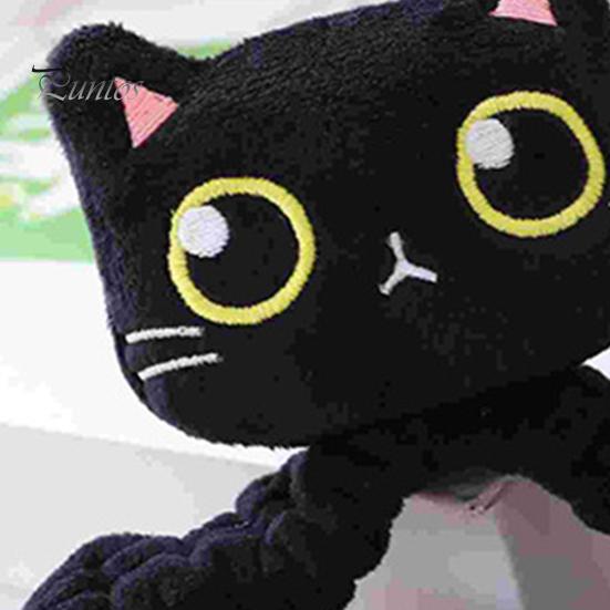 Car Interior Rearview Mirror Cover Black Cat with Elastic Band Four Seasons Universal Auto Theme SUV Truck Rear View Plush Decoration Accessories