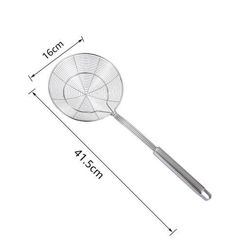 Solid 18/8 Stainless Steel Spider Strainer Skimmer Ladle, 14/16/18/20cm Frying Spoon with Handle - Kitchen Tools