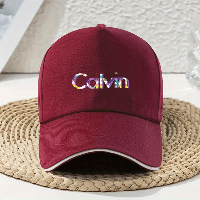 Ladies Lightweight Adjustable Baseball Cap Bold Calvin Letter Printed Navy Blue Polyester Recreational Sports Cap for Everyday Adjustable