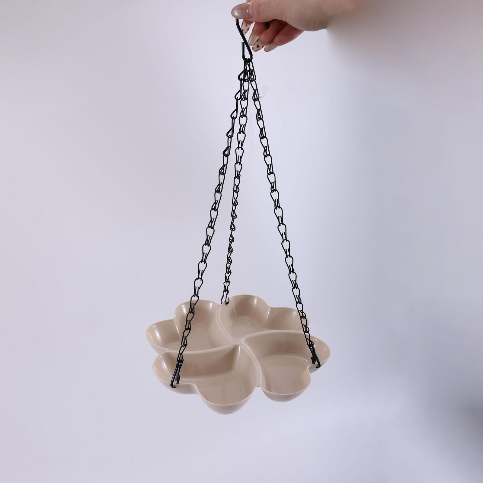 

Hanging Bird Water Feeder Plastic Large Bath Bowl Sturdy Chain Bird Drinker Dish for Garden Outdoor Feeding Facility белый