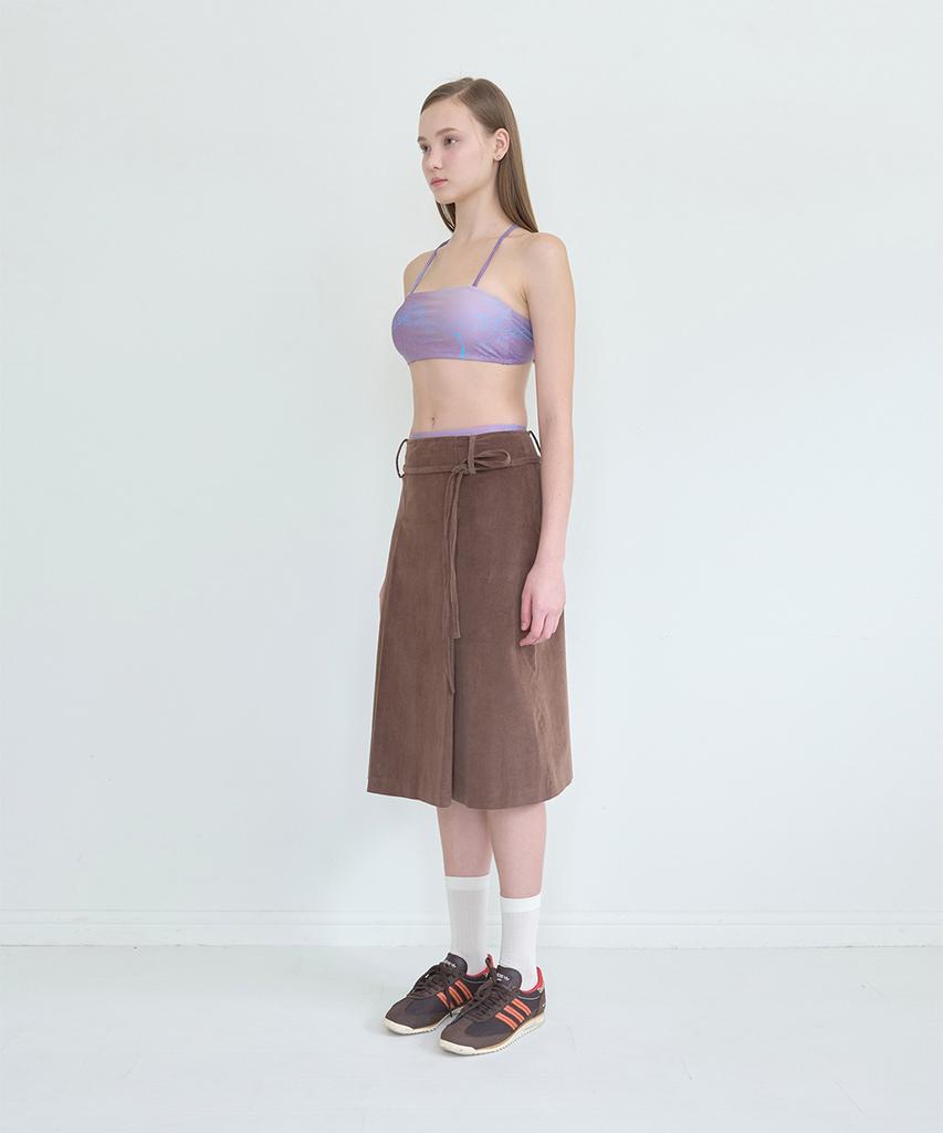 Pisis String Belted Corduroy Skirt_Brown