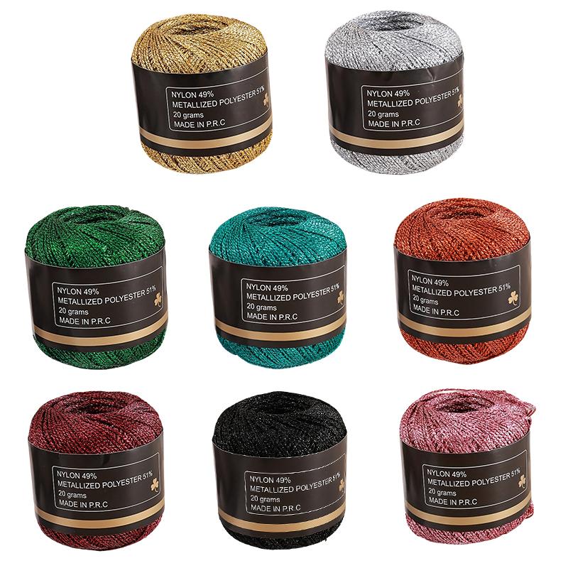 120m PET Vielseitiges Gold Silber Flexibles Metallicgarn Funkelnd Handgewebt Glänzend 2mm Langlebig Glänzendes Garn Handwerksqualität
