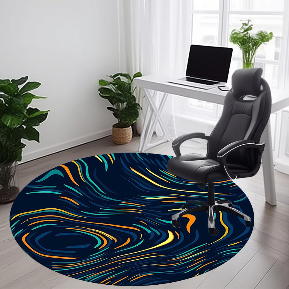 1pc Wave Swirl Office Round Area Rug,  Mat Suitable ForOffice, Under Office Chairs Bedroom Living Room Home Decor, Room Deco