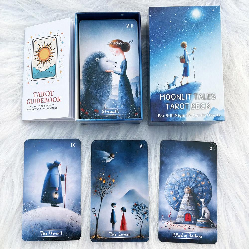 Moonlight Story Tarot Cards Set, 78 Cards 13x8 Cm,, Includes Paper Instructions, Each card unfolds like asmall story
