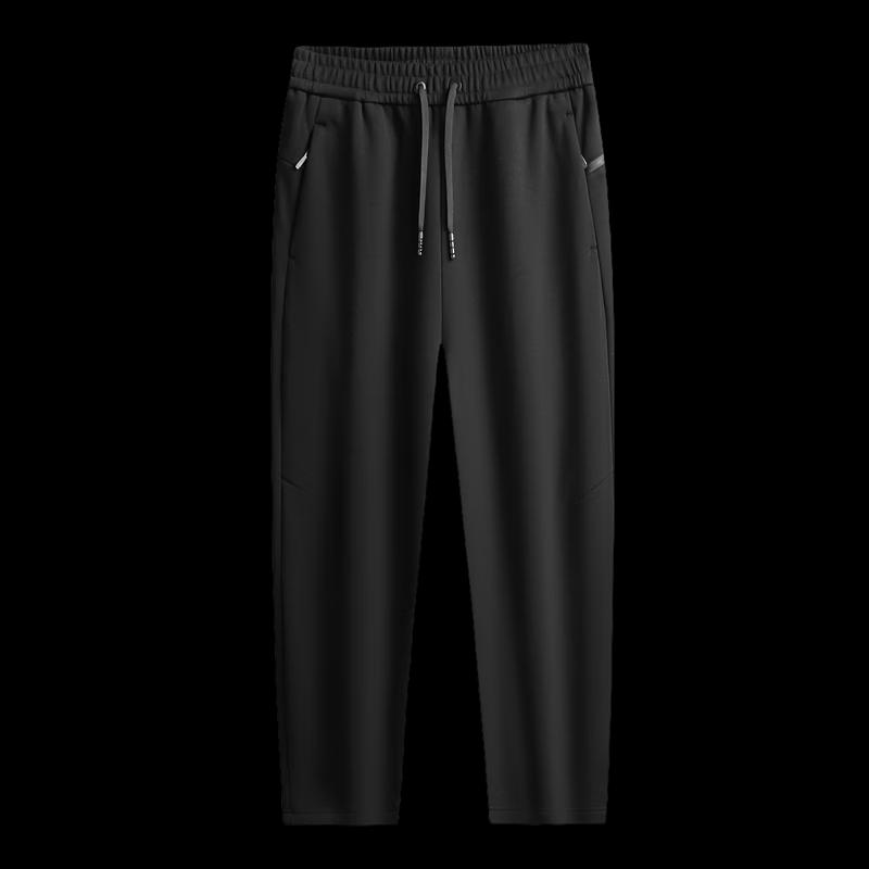 Dibinzhe Men's Plus Size Casual Straight-Leg Fleece-Lined Trousers