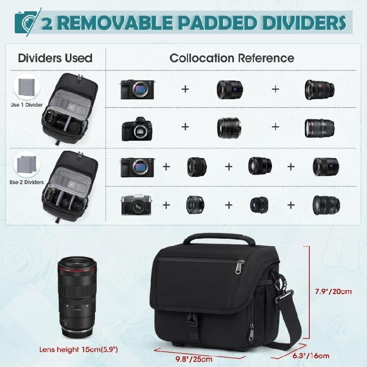 Borsa portaoggetti multifunzionale per fotografo, resistente all'acqua, manico ergonomico per custodia fotocamera DSLR, borsa a tracolla