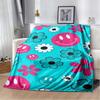 Pink Smile Face & Flower Print Flannel Blanket, Soft Cozy Warm Throw for Bed Sofa Couch, Lightweight All Season Plush Cover