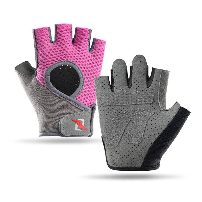 Fitness Gloves Half Finger Outdoor Sports Wear-resistant Anti Cocoon Lightweight Breathable Non Slip Cycling S розовый