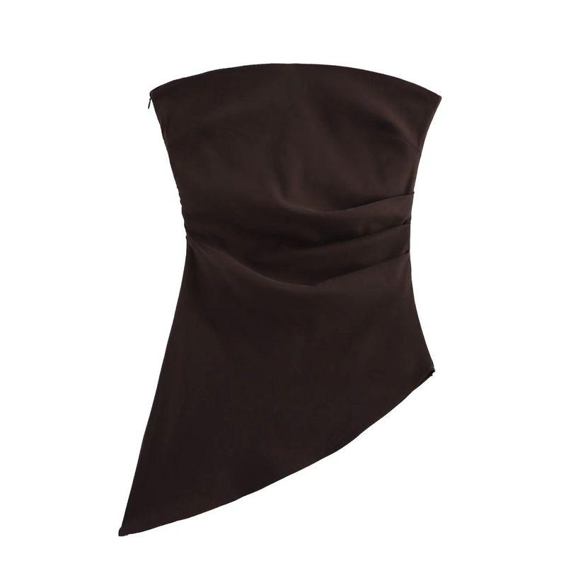 Kaslead New Arrival Women's Clothing Fashion Style Ruched Decorative Waist-Tight Silm Asymmetric Tops 5644996