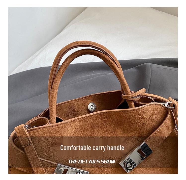 Women's Large Capacity Suede Crossbody Bag - 2025 New Autumn/Winter High-End Commuter Platinum Tote