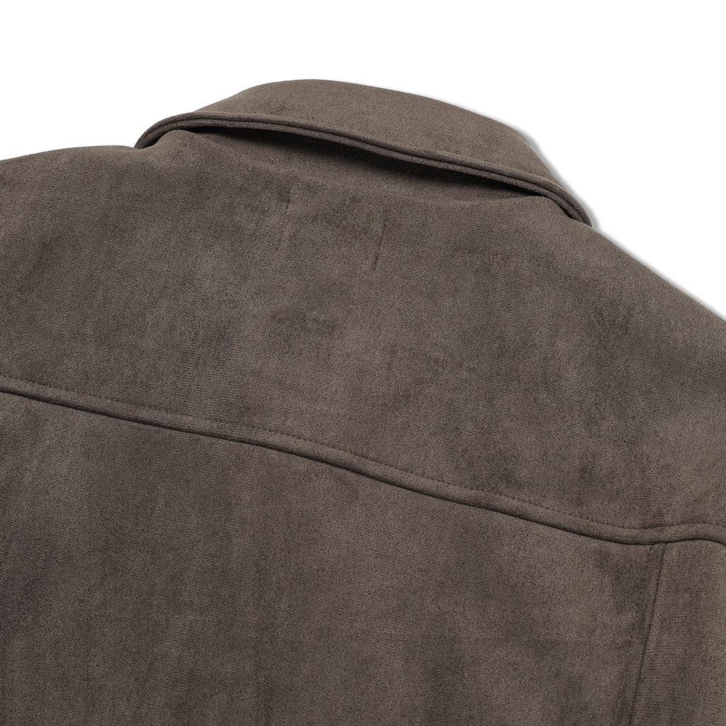 ANDAGAIN Minimal Suede Collar Jacket (Khaki