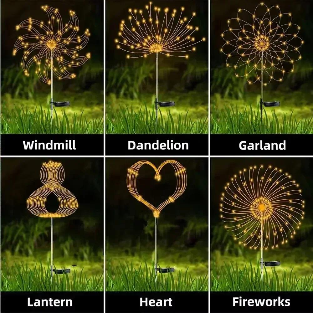 Solar Feuerwerk Licht 90/150 LED Wasserdicht Garten 8 Modi Lichterkette Weihnachten Solarlicht Für Außen Feiertagsdekoration