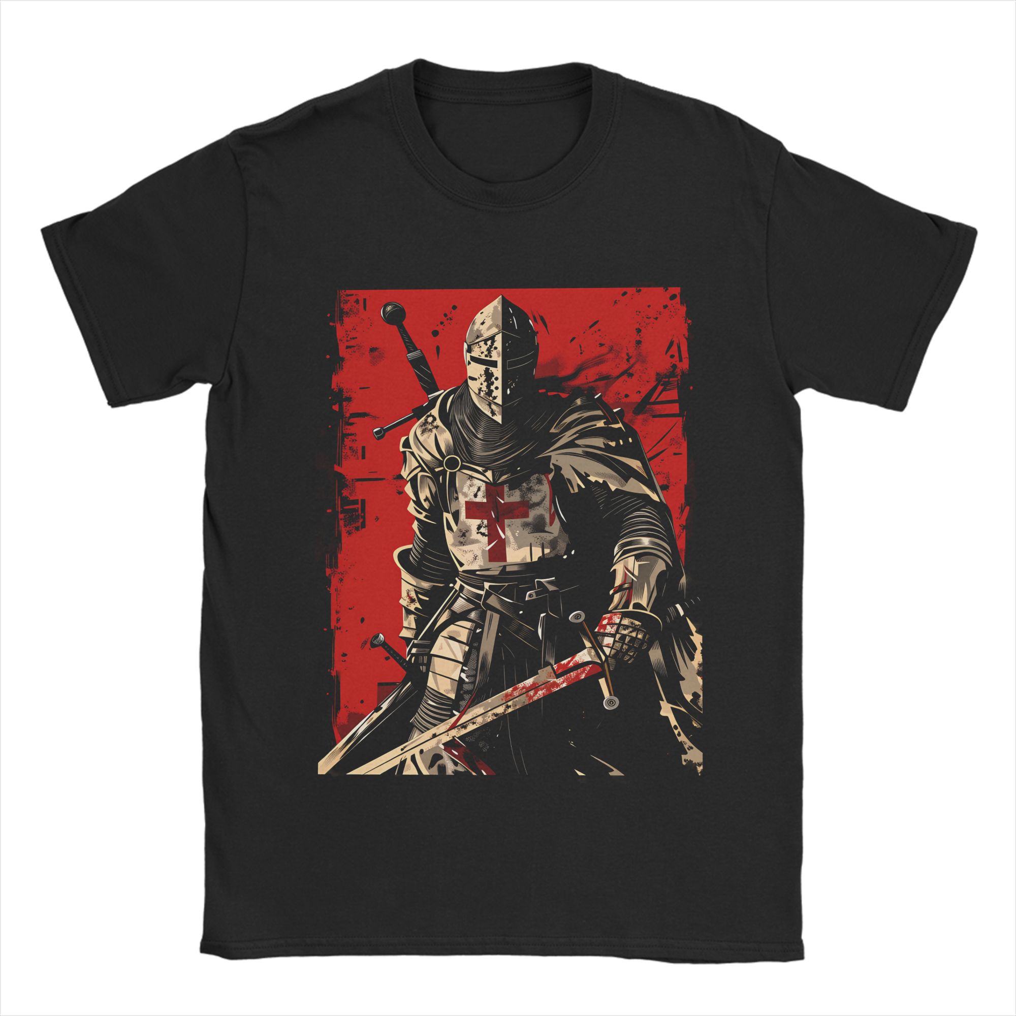

Knights Templar Pure Cotton T Shirt For Men Summer Vintage T-Shirts Crewneck Popular Tee Shirt Big Size Loose Tops - Men s ... S разноцветный