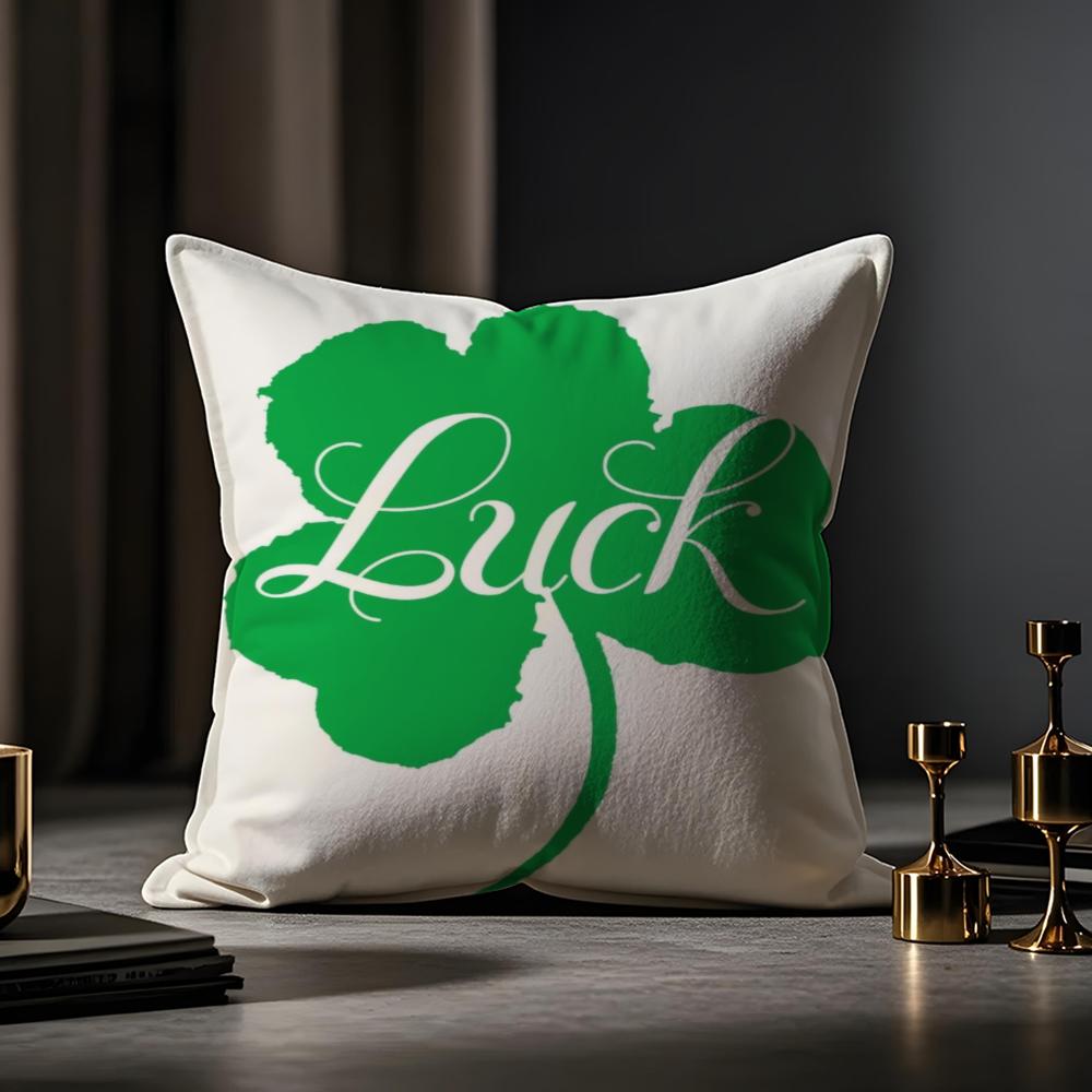 Irish Print Cushion Cover Anti-dustmite Pillowcase Invisible Zipper Silky Short Plush Sofa Cushion Cover