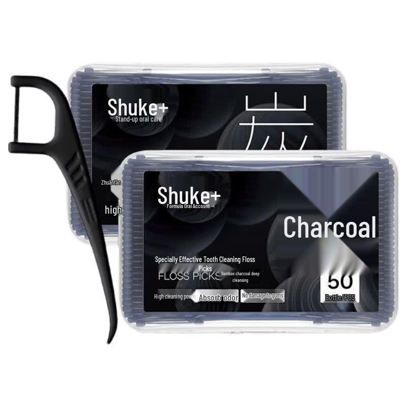 Shuke Bamboo Charcoal Dental Floss Picks