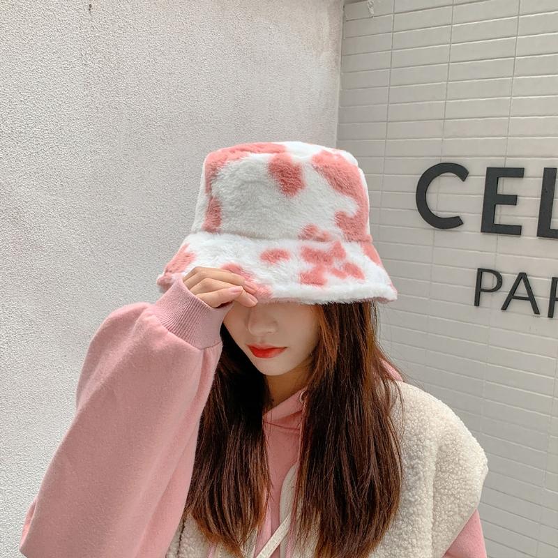 Cow Plush Fisherman Cap Soft Warm Hat Autumn Winter Outdoor Trend Fisherman Hats