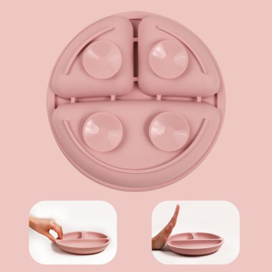 Baby Plate Divided Design BPA Free Silicone 3 Grids Toddler Suction Plate Infant Feeding Supplies Daily Use