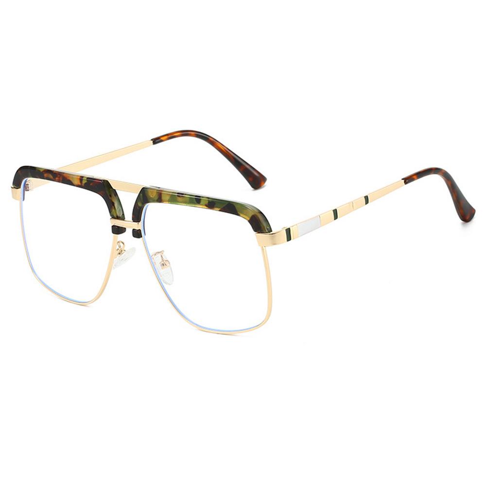 New fashionable retro double beam large frame sunglasses ins personalized casual versatile street shot anti-ultraviolet sunglasses tide
