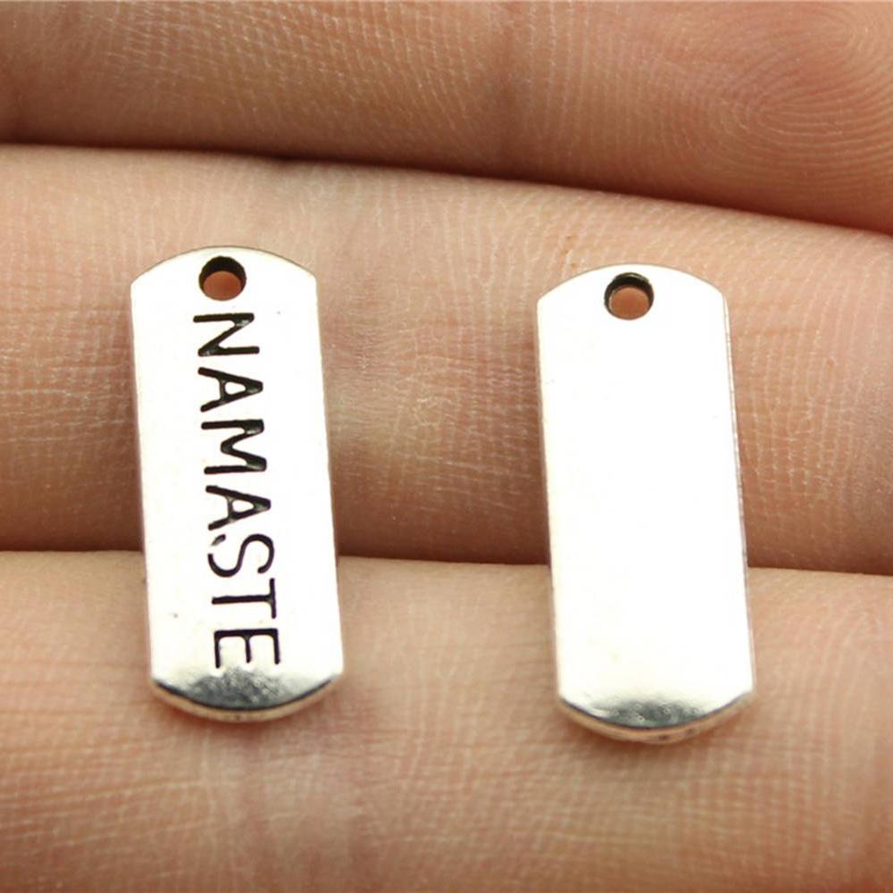 10 stuks Woord Tags Hanger Bedels Antiek Zilverkleur Gezegend Geloof Geloof Vertrouwen Familie Namaste Onbevreesd Droom Hoop Bedels