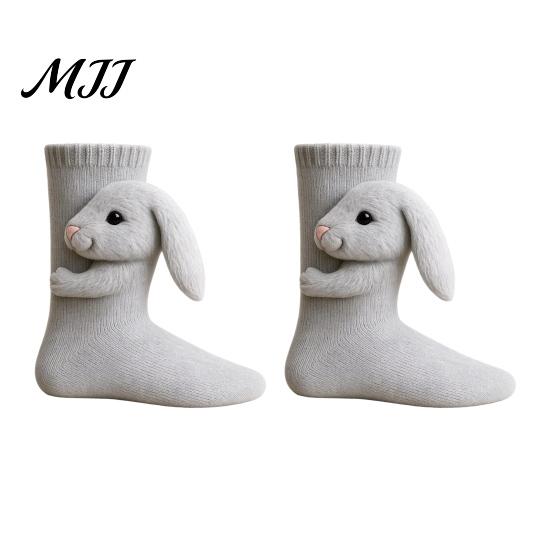 Creative 3D Doll Socks 1 Pair Knit Animal Socks, Fuzzy Cute Novelty Thick Durable Cotton Hand Crocheted Floor Sock, Stuffed Christmas Gift