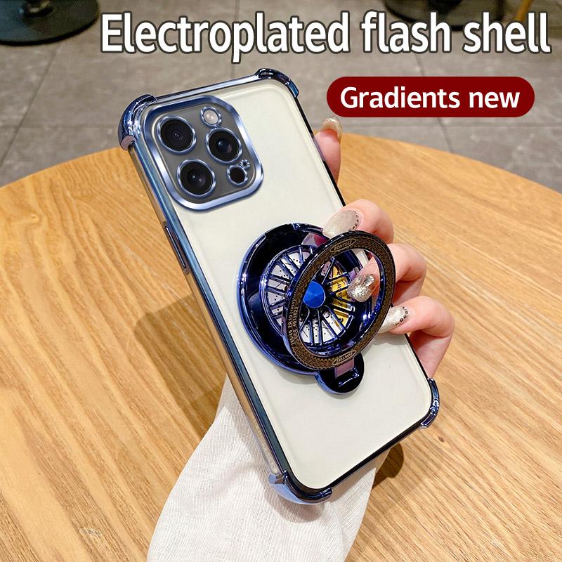 Třpytivý Nárazuvzdorný Pokovený Gyroskopický Držák na telefon Pouzdro Pro Motorola Moto G05 G24 G14 G34 G04 G84 G54 E14 E15 G53 Stojan Kryt