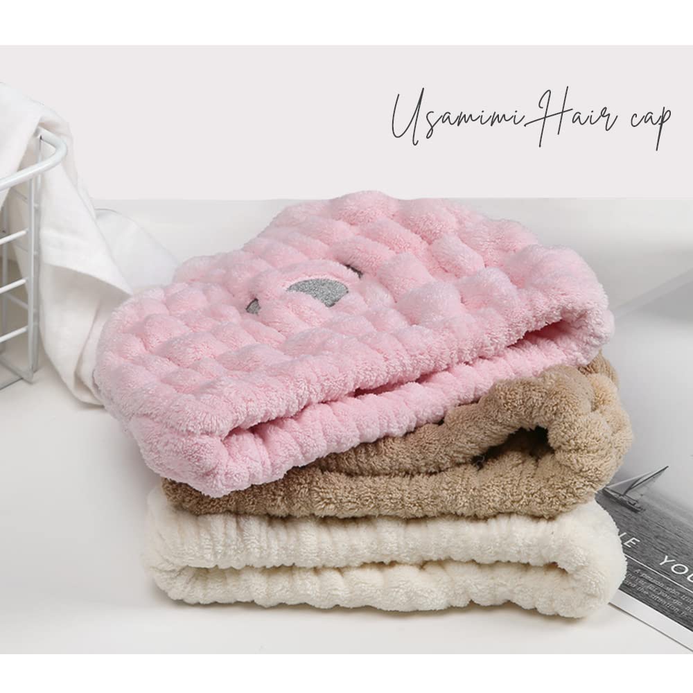MILASIC Hasenohren-Handtuch Saugfähig und Haarhandtuch-Mütze für Mädchen und Grundschule Perfekt für Pool und Haare Hasenohren-Haartrockenhandtuch-Mütze,
