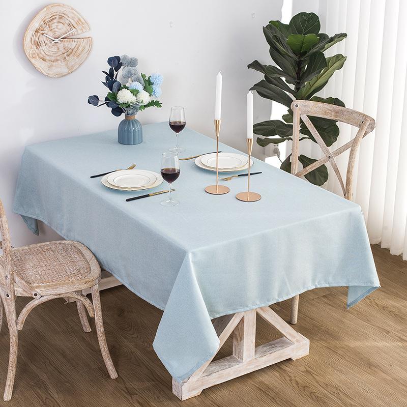 Japanese Linen-Cotton Tablecloth Waterproof Oil-Proof Wash-Free Solid Color Rectangular Dust-Proof Cover Tablecloth Soft Drape