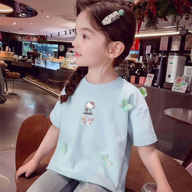 Hello Kitty Girls' Bowknot Short Sleeve T-Shirt