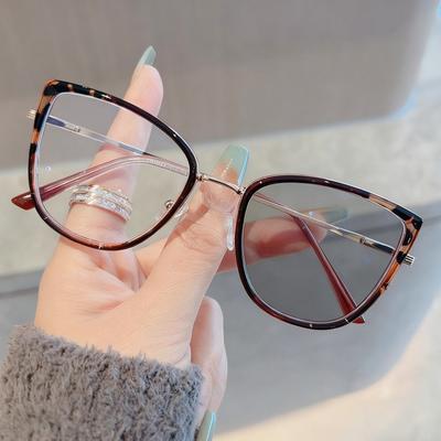 Cat-eye Eyeglass Frames, Popular Anti-blue Light Glasses Frames, Photochromic Lens Frames, Women's European and American Trendy Cat-shaped Frames
