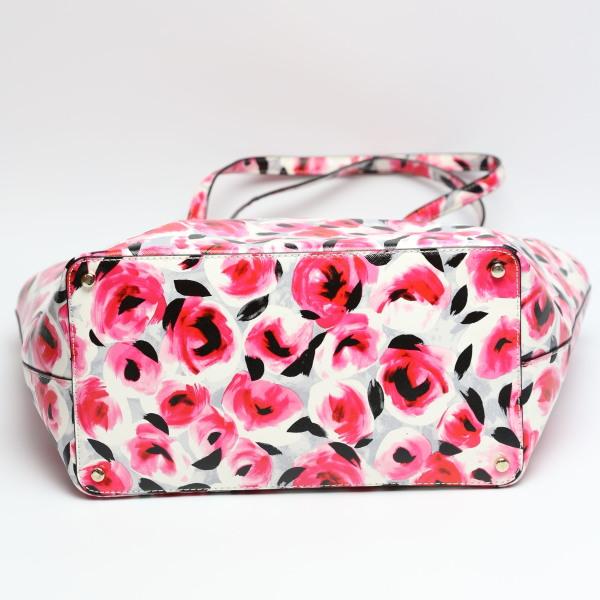 Kate Spade Floral Shoulder Tote Bag PVC Red Women Used